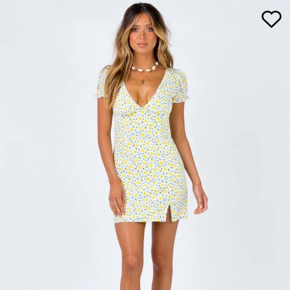 Princess Polly Kasey Mini Dress - Lemon Print